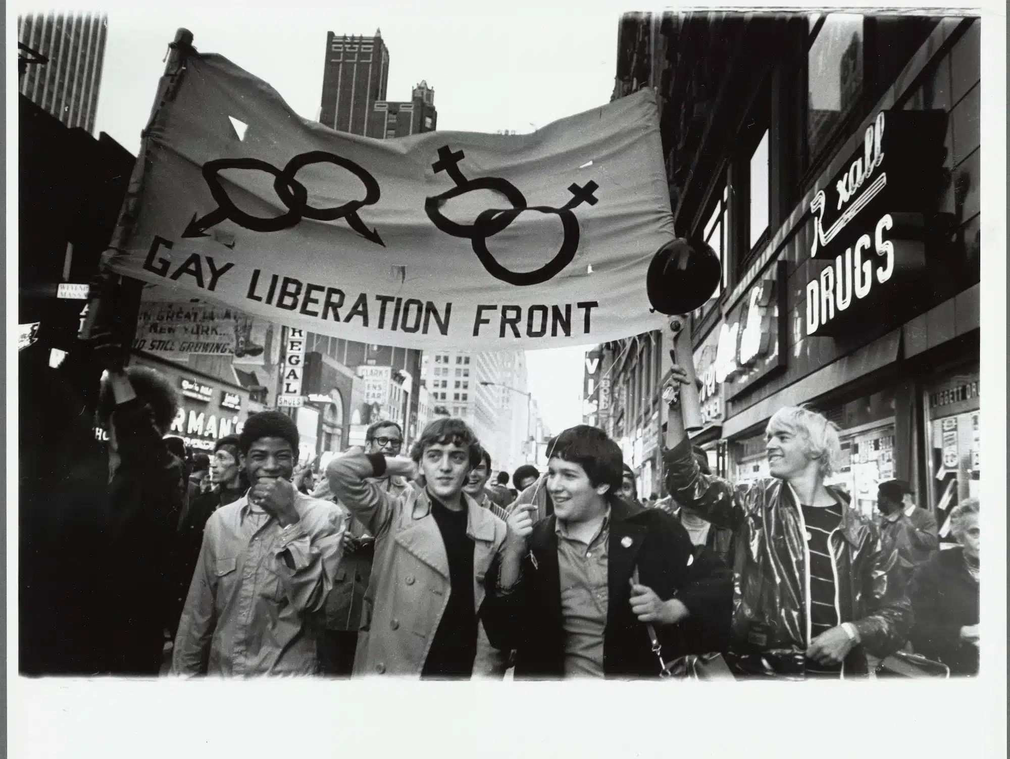 Gay Liberation Front marches on Times Square, New York City, 1969